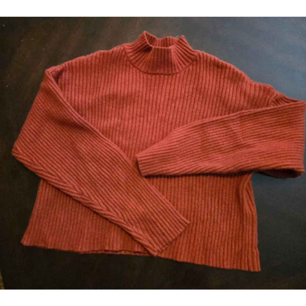 Women's RSQ Rust Ribbed Mock Neck Sweater M Gorpcore Cabincore